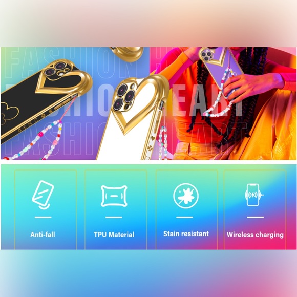 Flafens White Love Heart Case iPhone 12 ProMax Lux Hearts Cover - Picture 7 of 10